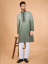 Shaded Green Kurta with Thread Sequence Embroidered Work